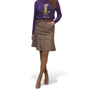 DKNY Wool blend - Brown Plaid A-Line Skirt small